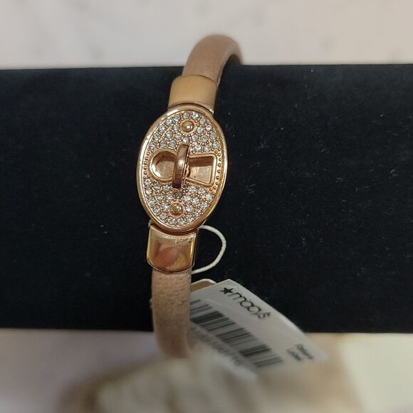 NWT Fossil Rose Gold Faux Leather Bracelet - Picture 1 of 7